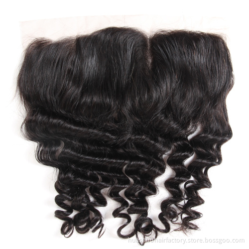 Indian Loose Deep Wave Hair Weave Bundles Raw Indian Temple Virgin Human Hair With 13*4 Frontal